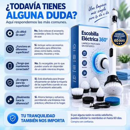 La Suciedad se va. tú Dejas de Frotar. Escobilla Eléctrica 360°