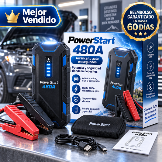 TU CARRO NO ARRANCA? DALE HASTA 480A Y VUELVE A ENCENDERLO EN SEGUNDOS CON POWERSTART 480A