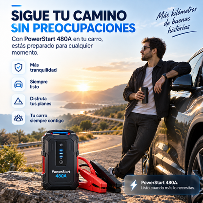 TU CARRO NO ARRANCA? DALE HASTA 480A Y VUELVE A ENCENDERLO EN SEGUNDOS CON POWERSTART 480A